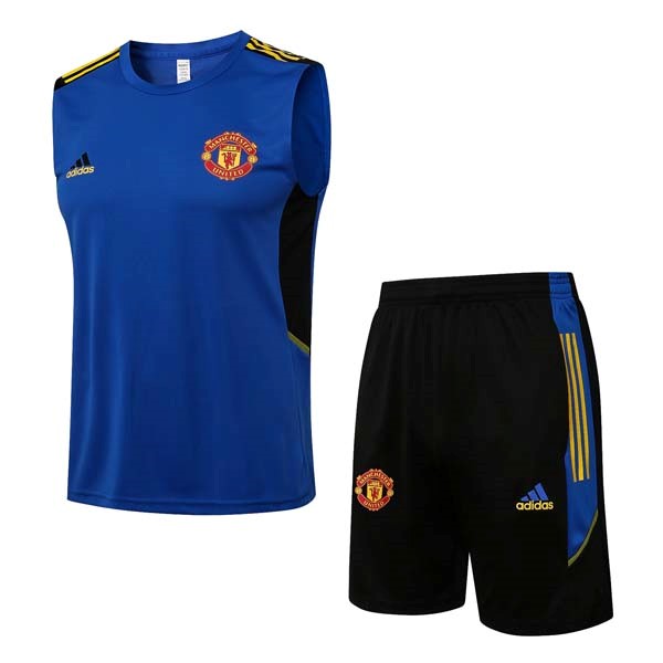 Camiseta Manchester United Sin Mangas Conjunto Completo 2022 Azul